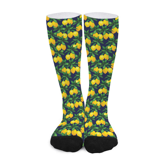 Tropical Lemon Pattern Print Long Socks