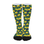 Tropical Lemon Pattern Print Long Socks