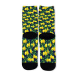 Tropical Lemon Pattern Print Long Socks