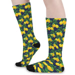 Tropical Lemon Pattern Print Long Socks