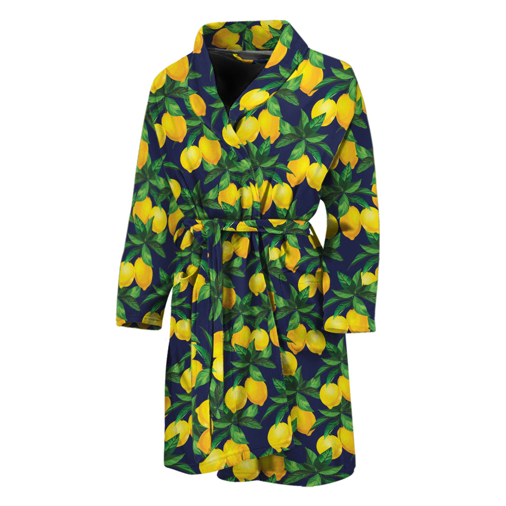 Tropical Lemon Pattern Print Men's Bathrobe