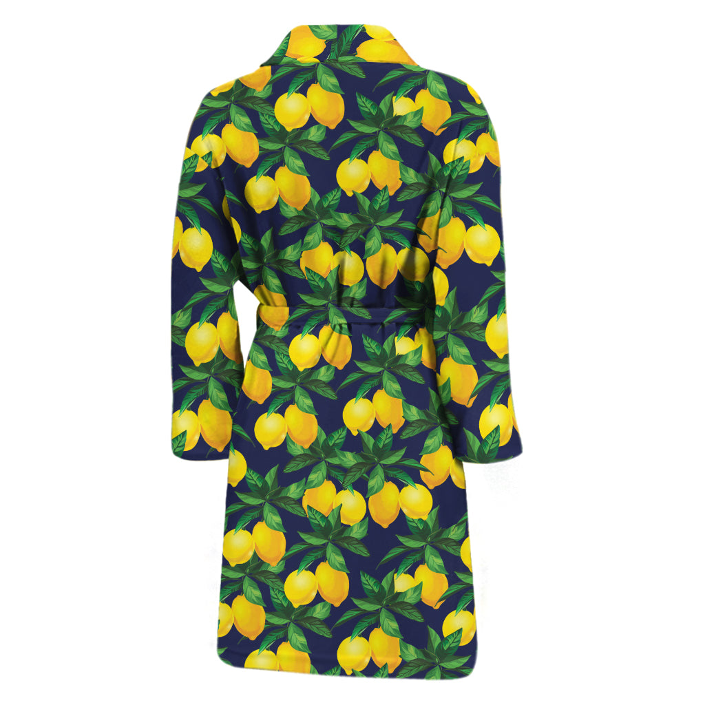 Tropical Lemon Pattern Print Men's Bathrobe