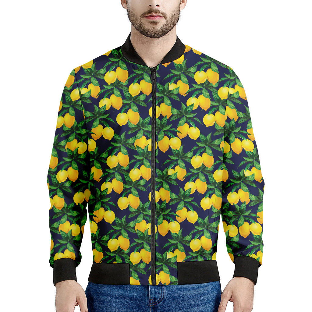 Tropical Lemon Pattern Print Men's Bomber Jacket