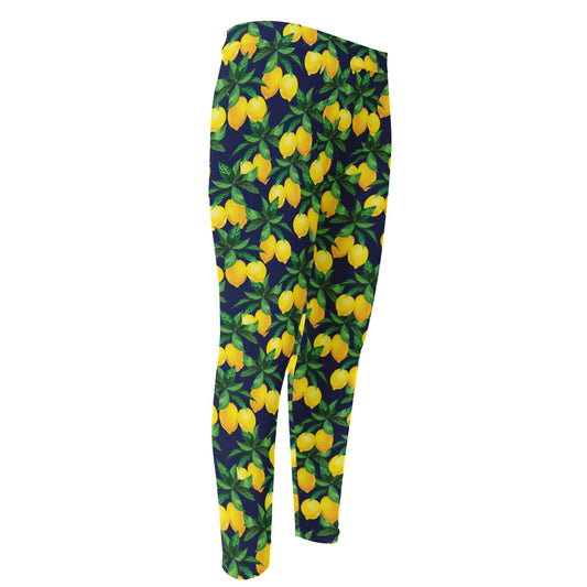 Tropical Lemon Pattern Print Men's Compression Pants