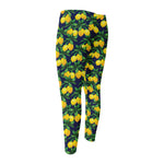 Tropical Lemon Pattern Print Men's Compression Pants