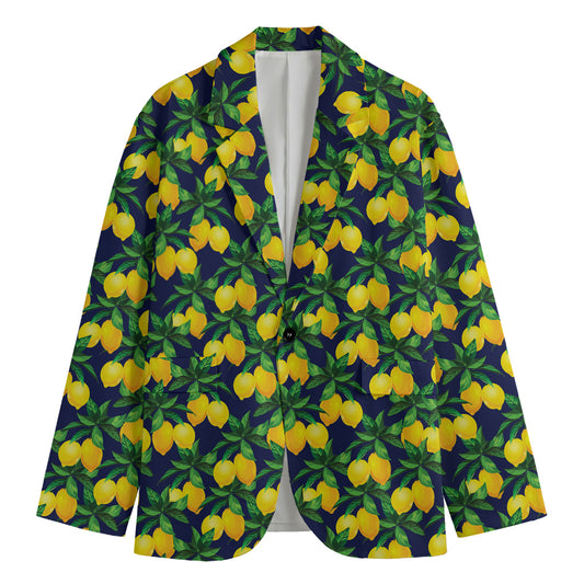 Tropical Lemon Pattern Print Men's Cotton Blazer