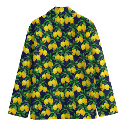 Tropical Lemon Pattern Print Men's Cotton Blazer