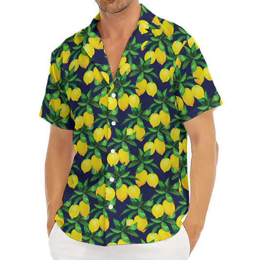Tropical Lemon Pattern Print Men's Deep V-Neck Shirt