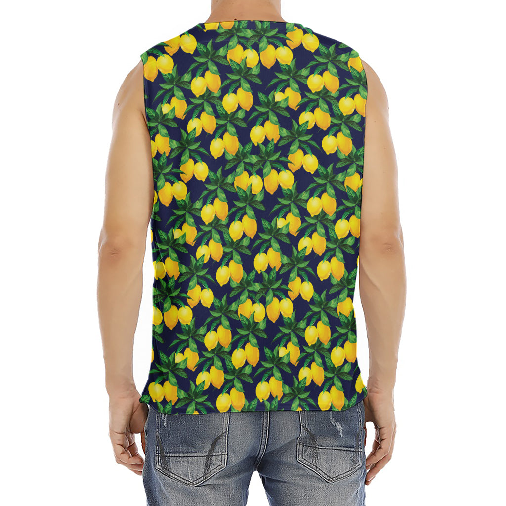 Tropical Lemon Pattern Print Men's Fitness Tank Top