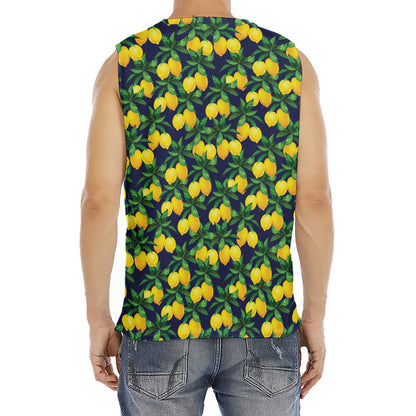 Tropical Lemon Pattern Print Men's Fitness Tank Top