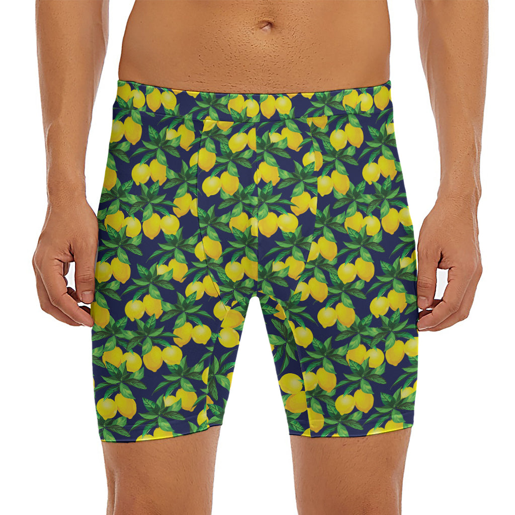 Tropical Lemon Pattern Print Men's Long Boxer Briefs