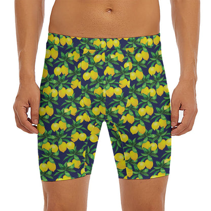 Tropical Lemon Pattern Print Men's Long Boxer Briefs