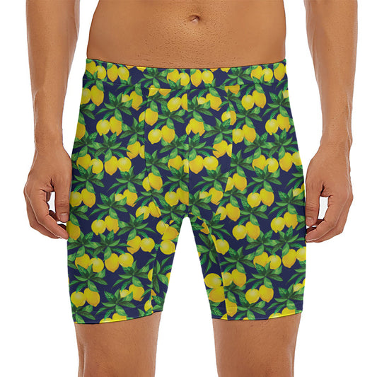Tropical Lemon Pattern Print Men's Long Boxer Briefs