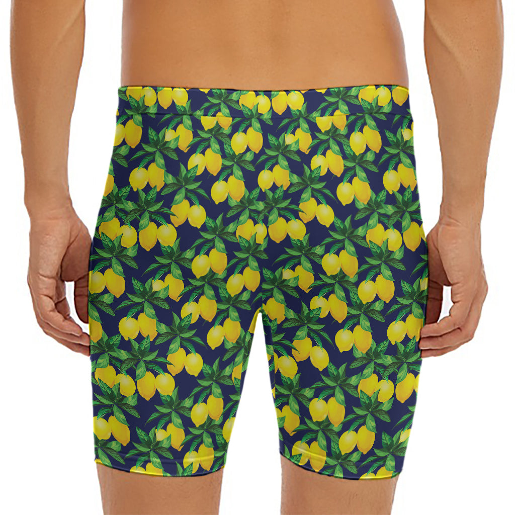 Tropical Lemon Pattern Print Men's Long Boxer Briefs