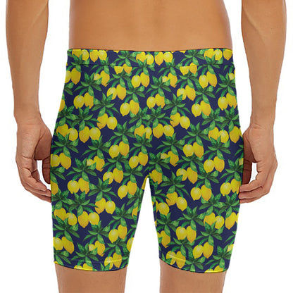 Tropical Lemon Pattern Print Men's Long Boxer Briefs