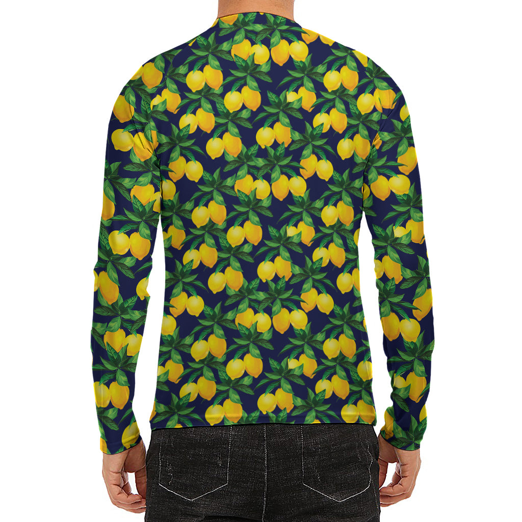 Tropical Lemon Pattern Print Men's Long Sleeve Rash Guard