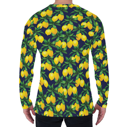 Tropical Lemon Pattern Print Men's Long Sleeve T-Shirt