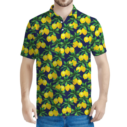 Tropical Lemon Pattern Print Men's Polo Shirt