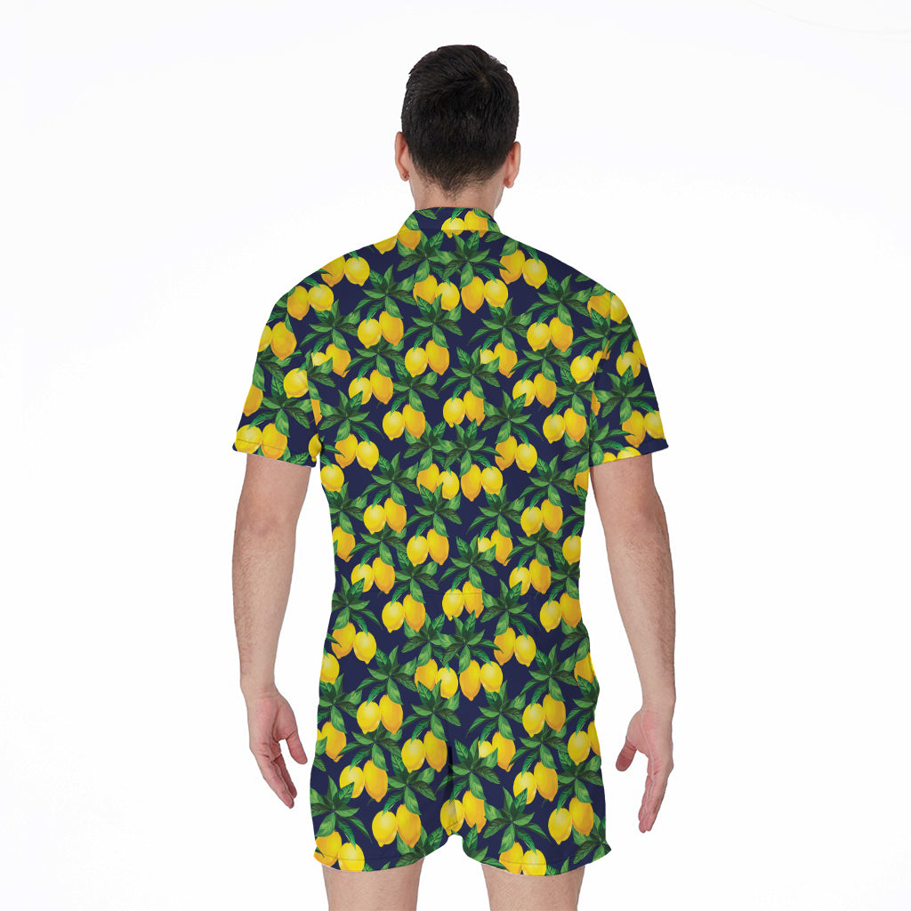 Tropical Lemon Pattern Print Men's Rompers