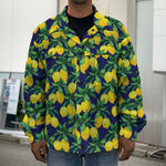 Tropical Lemon Pattern Print Men's Shirt Jacket