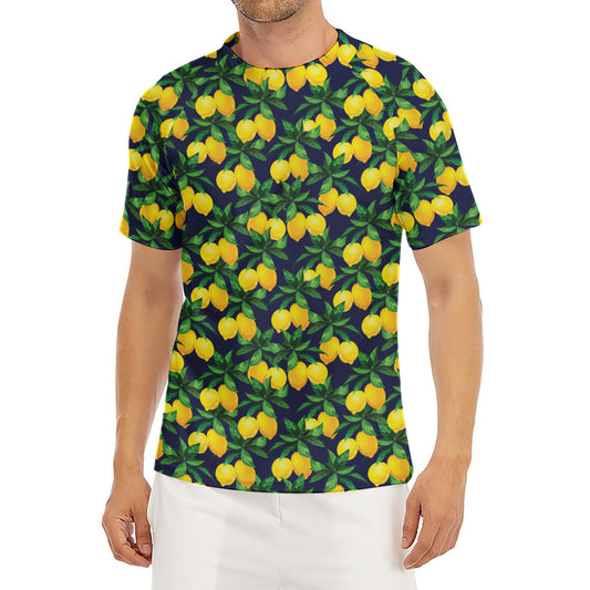 Tropical Lemon Pattern Print Men's Short Sleeve Rash Guard