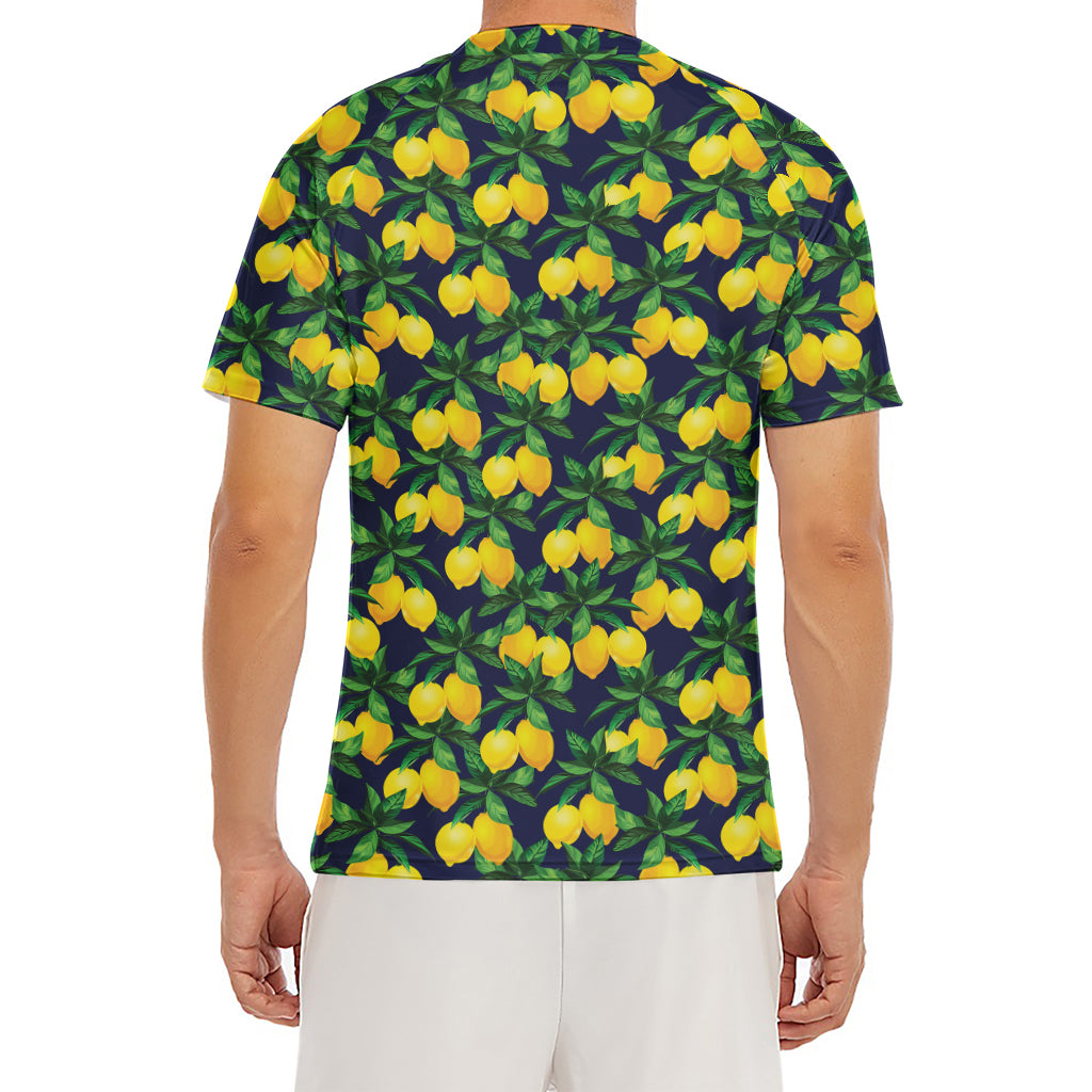 Tropical Lemon Pattern Print Men's Short Sleeve Rash Guard