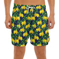 Tropical Lemon Pattern Print Men's Split Running Shorts