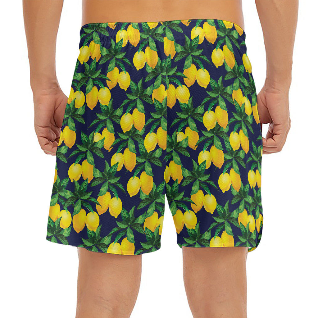Tropical Lemon Pattern Print Men's Split Running Shorts