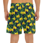 Tropical Lemon Pattern Print Men's Split Running Shorts