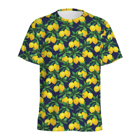 Tropical Lemon Pattern Print Men's Sports T-Shirt