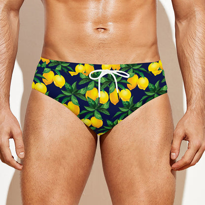 Tropical Lemon Pattern Print Men's Swim Briefs