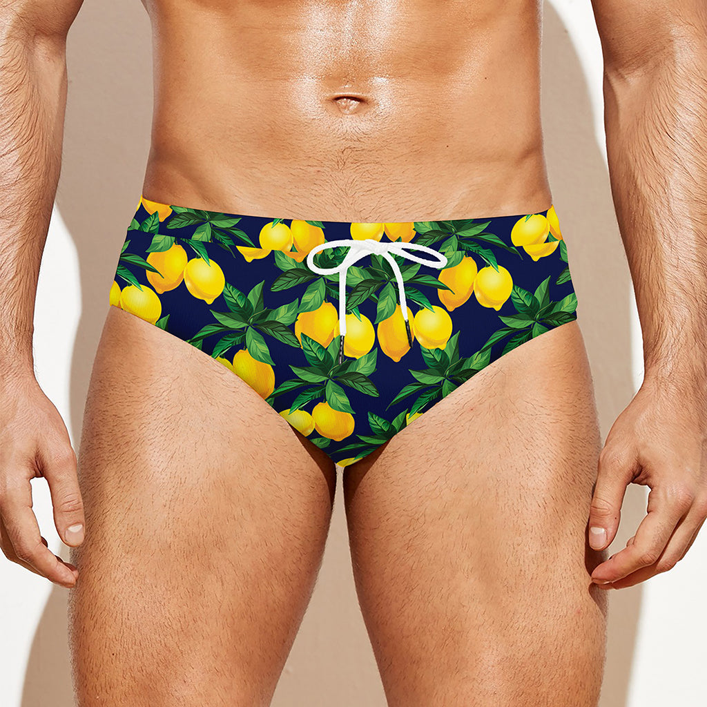 Tropical Lemon Pattern Print Men's Swim Briefs