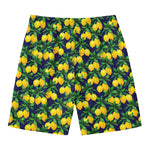 Tropical Lemon Pattern Print Men's Swim Trunks