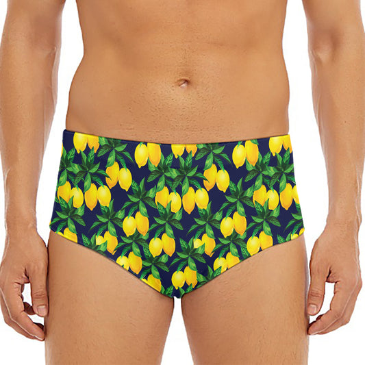 Tropical Lemon Pattern Print Men's Triangle Swim Briefs