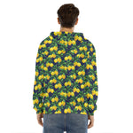 Tropical Lemon Pattern Print Men's Velvet Pullover Hoodie