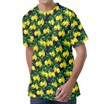 Tropical Lemon Pattern Print Men's Velvet T-Shirt