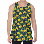 Tropical Lemon Pattern Print Men's Velvet Tank Top