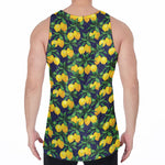 Tropical Lemon Pattern Print Men's Velvet Tank Top