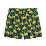 Tropical Lemon Pattern Print Mesh Shorts
