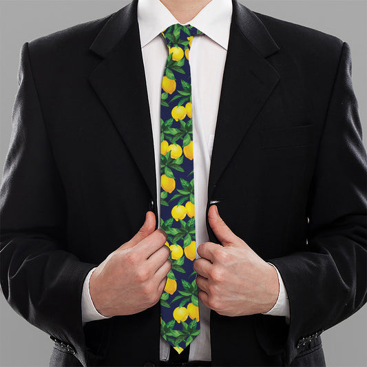 Tropical Lemon Pattern Print Necktie