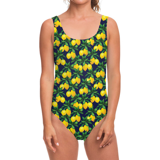 Tropical Lemon Pattern Print One Piece Swimsuit