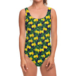 Tropical Lemon Pattern Print One Piece Swimsuit