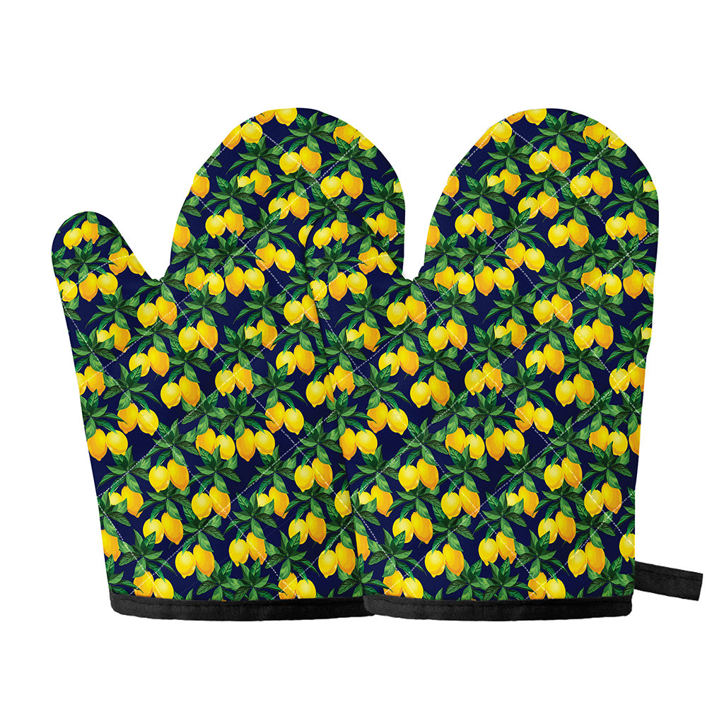 Tropical Lemon Pattern Print Oven Mitts