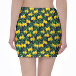 Tropical Lemon Pattern Print Pencil Mini Skirt