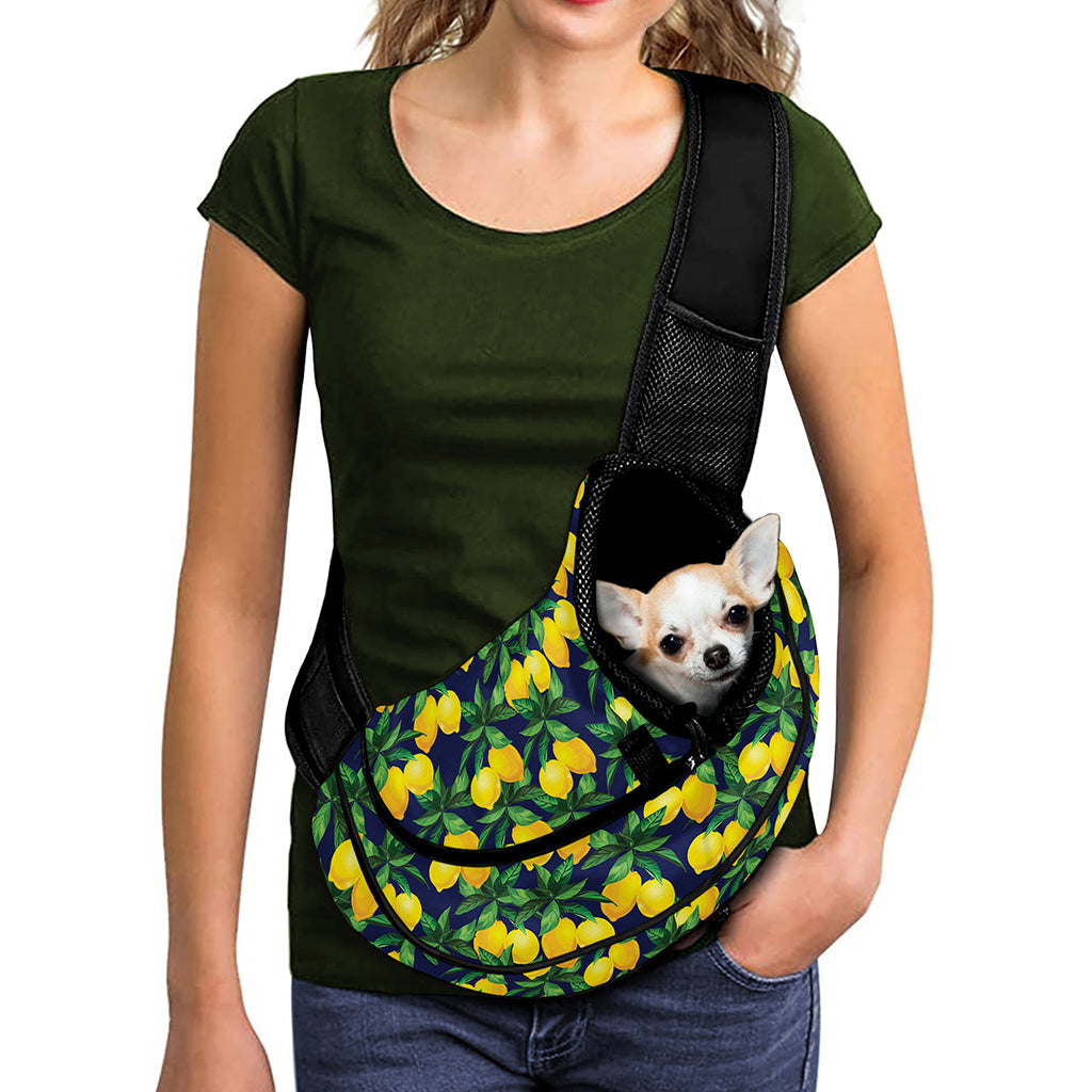 Tropical Lemon Pattern Print Pet Sling Carrier