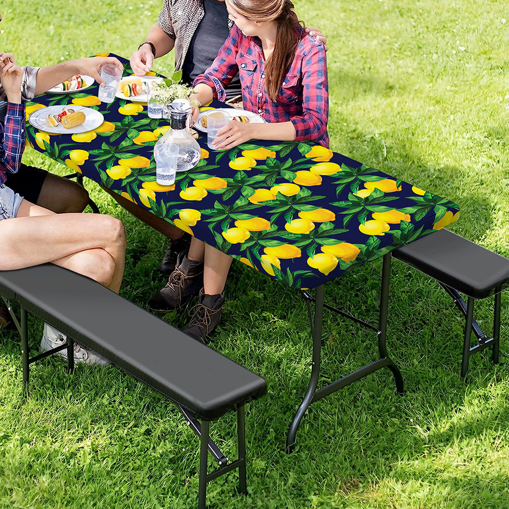 Tropical Lemon Pattern Print Picnic Table Cover