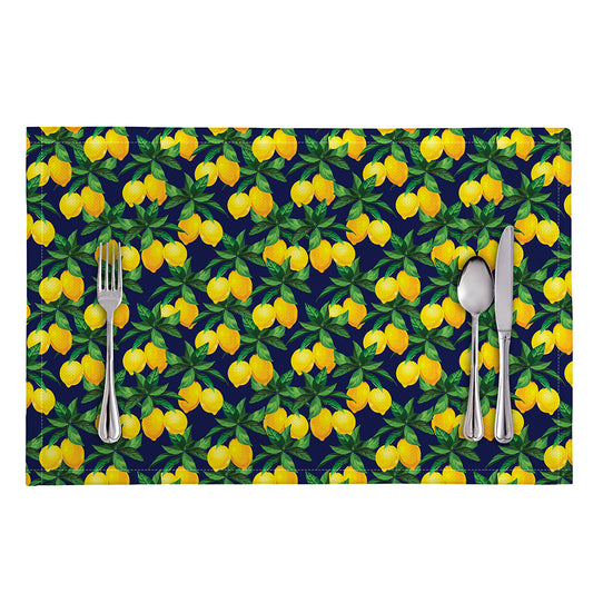 Tropical Lemon Pattern Print Placemat