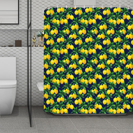 Tropical Lemon Pattern Print Polyester Shower Curtain