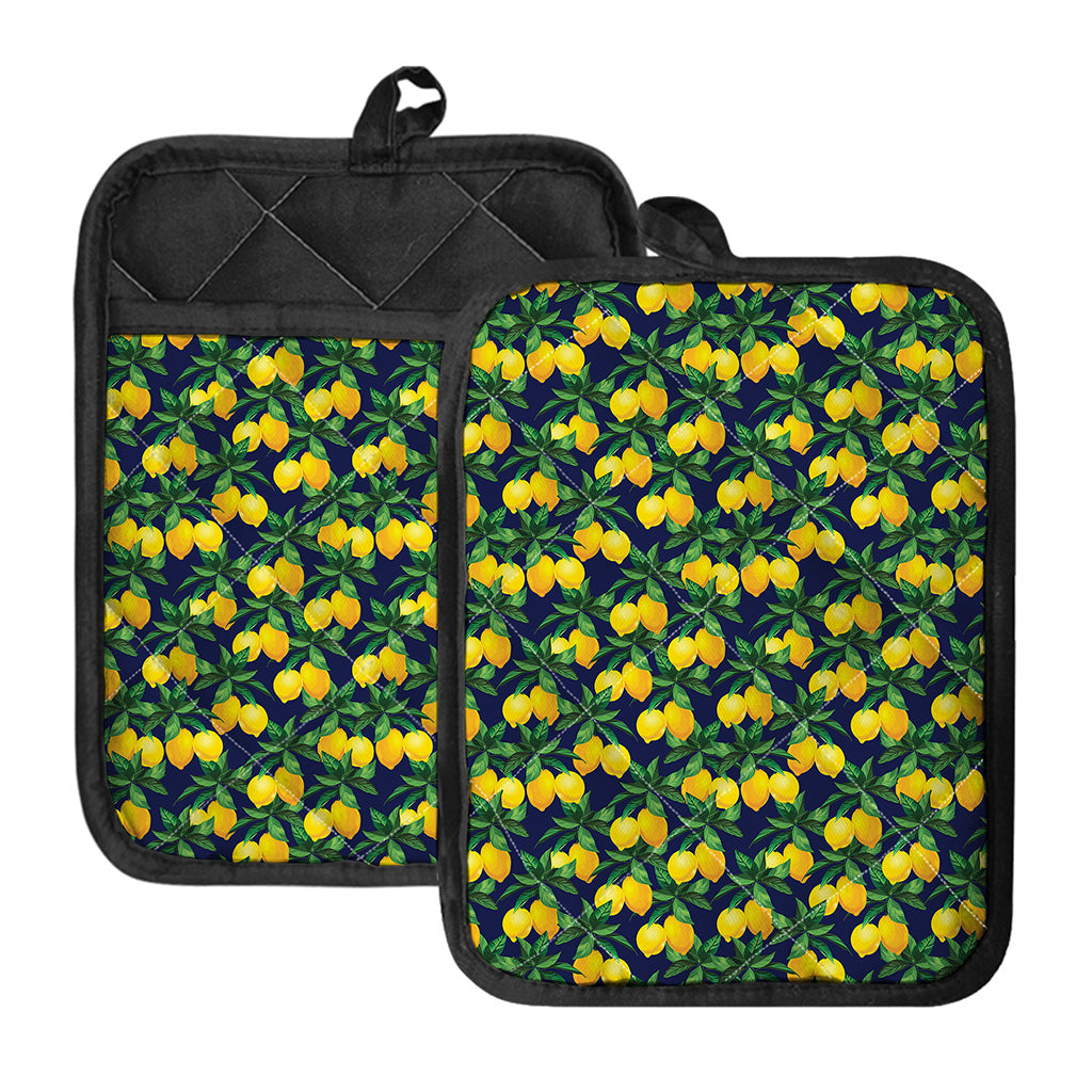 Tropical Lemon Pattern Print Pot Holders With Pocket