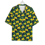 Tropical Lemon Pattern Print Rayon Hawaiian Shirt